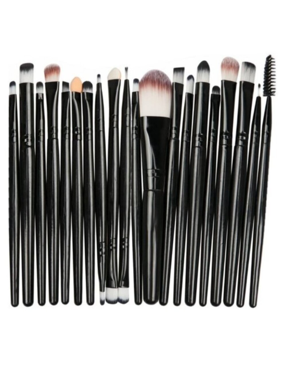Makeup Brushes - Set of 20 - Black Handles - 6" long